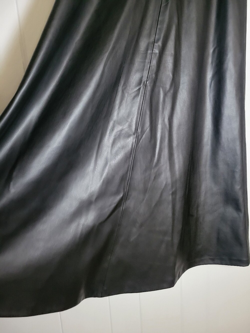 Vince Camuto Faux Leather A Line Midi Skirt Vegan High Waist Soft Side Zip LG - Picture 5 of 12